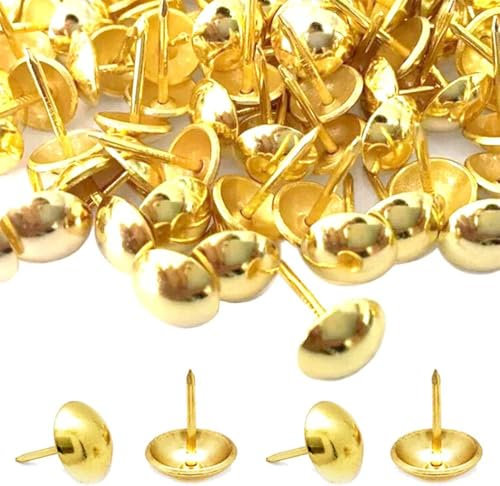BetterJonny - 500 clavos para tapicería, estilo vintage, para muebles, color bronce, tachuelas, chinchetas, clavos decorativos antiguos, para sillones, muebles, cama, 11 x 17 mm, color dorado