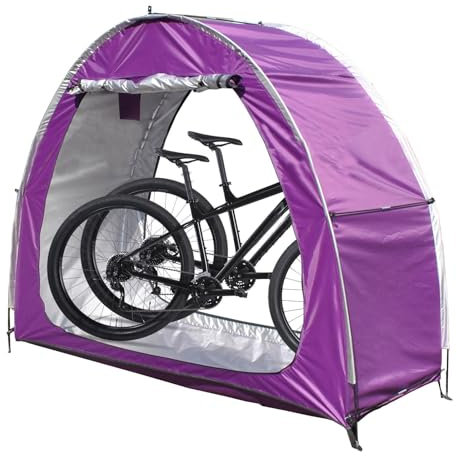 Abri de rangement extérieur pour vélos avec double portes, rangement spacieux pour 2 ou 5 vélos, couleur violette