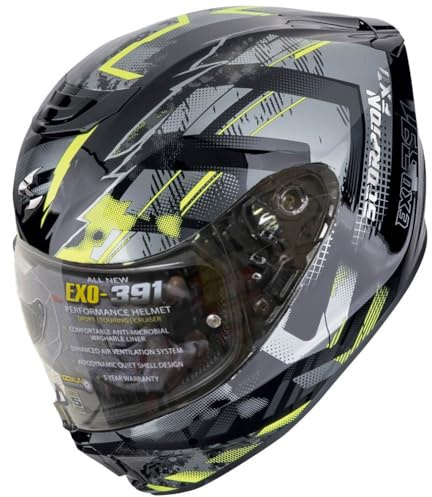 Scorpion Exo-391 Clutter Amarillo | Casco de Moto Integral Unisex Hombre y Mujer Homologado ECE 22.06