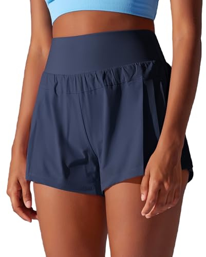 JTSONN Pantalones Cortos Deportivos Mujer 2 en 1 de Verano para Tenis Fitness Yoga Running con Bolsillo Trasero Pantalones Cortos Deporte de Secado Rápido