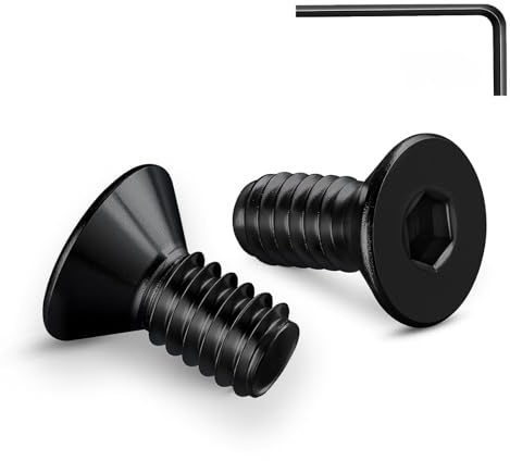 Zuyya 20 tornillos de cabeza avellanada M3 x 12 mm, accionamiento hexagonal interior, tornillos negros, acero inoxidable A2 V2A, rosca completa con cierre hexagonal interior