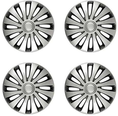 x4 15 Wheel Trims For CITROEN E BERLINGO - Set of 4 Covers, Sleek Design, Hub Caps, Alloy Look - Sepang Black & Silver