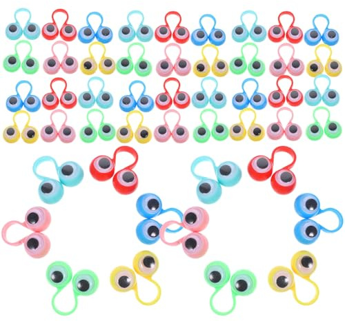 Gatuida Anillos de Títeres de Dedo Forma de Globo Ocular, 48 Piezas Multicolor, Juguetes Portátiles, Ideales para Fiestas Infantiles y Aprendizaje Creativo