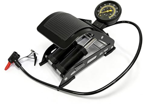 Dual-Tube Pedal Air Pump, High-Pressure Portable Air Pump, Suitable for Bicycle, Motorcycle, and Car Tires, Sports Balls, and Inflatable Products—Compact and Foldable Design