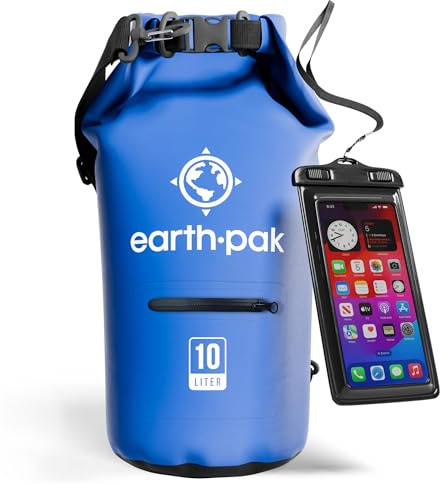 Earth Pak-Torrent Series Waterproof Dry Bag Keeps Gear Dry for Kayaking, Boating, Hiking, Camping and Fishing with Waterproof Phone Case (Blue, 10L)