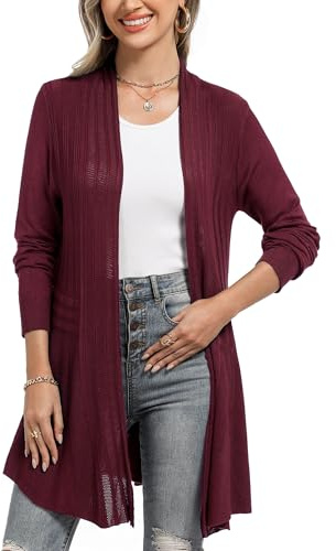 iClosam Cárdigan Largo Mujer de Punto Abierto con Cuello Chal Manga Larga | Estilo casual tipo kimono, chaqueta ligera para verano, combina con camisolas y pareos, como capa ligera, para paseos diarios