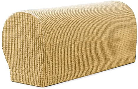 4 STK. Elastische Armlehnenbezüge, Armkappen, für Sessel, Sofa, Sessel, Couch Stretchy Armlehnenbezug, bequem, elastisch, wasserfest, Couch Armlehnenschoner (Beige)