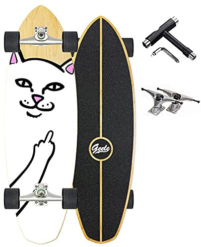 Skateboards Dance Skate Board Komplett Cruiser Tanzen Longboard Ahornholz Outdoor Freeride, 32 Zoll, mit ABEC-11 Kugellagern und T-Tool, Drop-Through Skateboards Cruiser Erwachsene Kinder Anfänger,A
