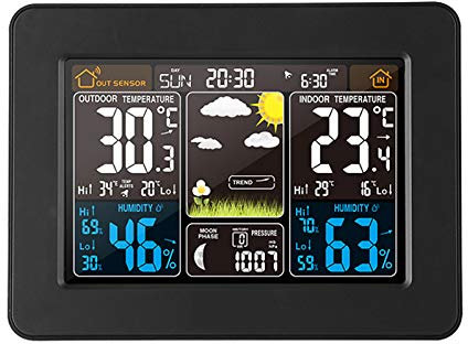 DEECOZY Orologio previsionale, decorazione domestica, termometro previsioni schermo a colori orologio previsione, orologio, sveglia digitale meteo stazione meteorologica sveglia sveglia orologio