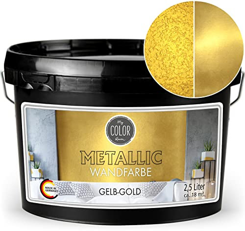 My COLOR Room Peinture murale métallique (jaune-doré - 2500 ml) - Effet créatif pour décoration murale avec aspect métallique pour l'intérieur - Peinture décorative fabriquée en Allemagne