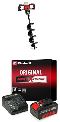 Einhell sladdlösa jordborren GP-EA 18/150 Li BL-Solo Power X-Change (utan batteri och utan laddare) & Einhell PXC-startkit 18V 4,0 Ah Power X-Change (Li-Ion, 18 V, inkl. 4,0 batteri och laddare)