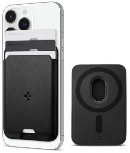 Spigen Valentinus MagFit Magnetischer Kartenhalter 3-Karten Kompatibel mit iPhone 16/15/14/13/12 Modelle Magsafe Wallet - Schwarz