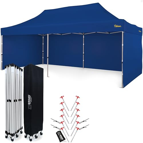 Económico Star Cenador Plegable 3x6 100% Impermeable 3 Paredes Laterales 4 Pasadores de Anclaje Cubierta Protectora para Fiestas Carpa de Fiesta Gazebo Plegable Carpa Extensible Azul
