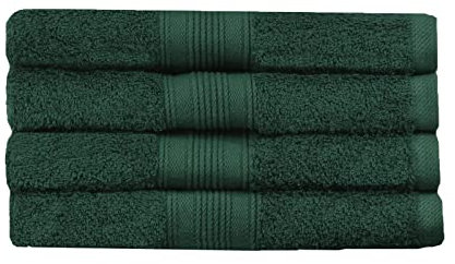 HLKauf NatureMark 4 TLG. FROTTIER Handtuch-Set |4X Handtücher 50 x 100 cm | Diverse Farbsets | + GRATIS Block (Farbe: Dunkelgrün, Größe: 4 TLG. Frottier-Set)