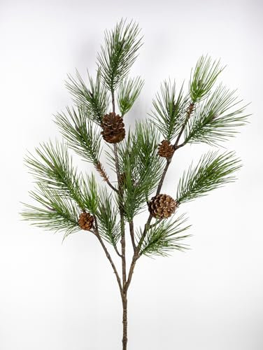 Seidenblumen Roß Riesiger Kiefernzweig mit Zapfen 125cm GA künstliche Kiefer Tanne Kunststoff 100% PE Spritzguss