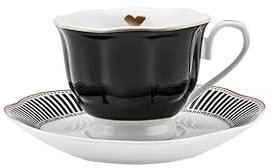 KARACA Piraye Espresso-Kaffeetassen-Set aus Porzellan, für 6 Personen, 80 ml, Schwarz-Weiß, mehrfarbig, 12-teilig