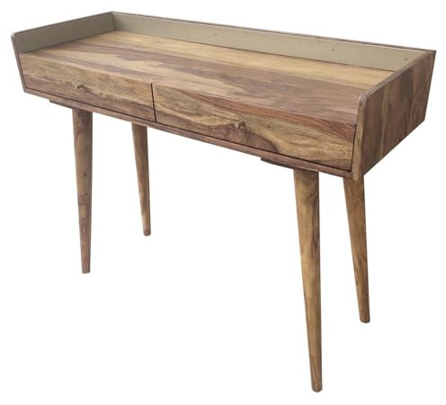 Riess Ambiente Massivholz Konsolentisch Beauty by Nature 110cm Sheesham Stone Finish Schreibtisch mit Stauraum Beistelltisch für Dein Wohnzimmer