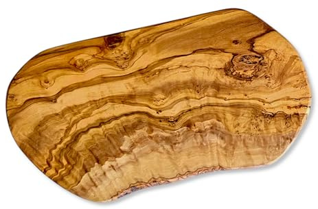 Küchenmaster Olivträ skärbräda i natursnitt, serveringsbräda, biffbräda, antipastibräda, vesperbräda, brödbräda, olivträbräda (36–38 cm)