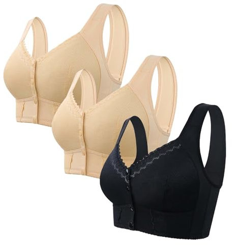 Brasier per anziani, chiusura frontale, traspirante, senza aste, per donne anziane, reggiseni sportivi da corsa, Bk3., 74