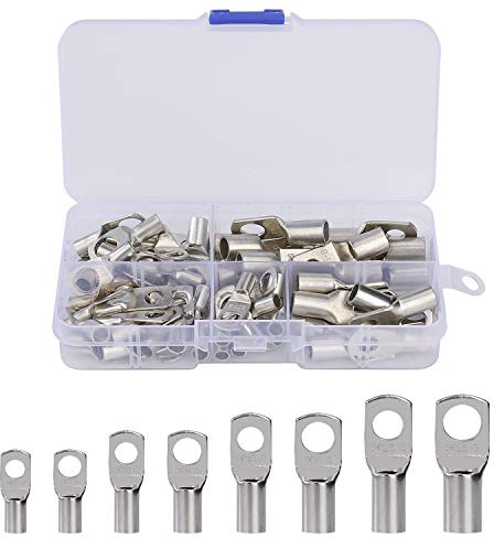 Tunejoy Terminales de Cobre Estañado 60 Piezas Pernos Terminales de Conector de Cable Conectores de Anillo de Alambre SC para Crimpar Eléctricos