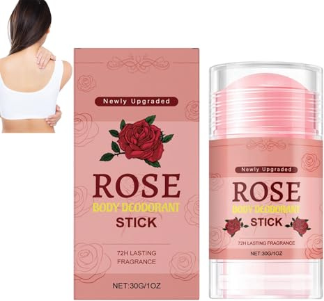 Natural Deodorizing Body Care Stick, Rose Scent, Natural Rose Body Deodorant Stick, Sweating Under the Armpit to Removal Odors, Portable Odor Controlling for Underarms, Hands, Feet & More (1pcs)