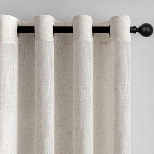 MYSKY HOME Cortinas extra anchas marfil-blanco-alto 240 x ancho 300 1 cm cortina con ojales de lino para salón moderno dormitorio cortina cortina semitransparente natural boho rústico