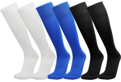 3 Paires Chaussette Foot Enfant, Chaussettes Hautes de Sports, pour Football Rugby Basket-ball Course