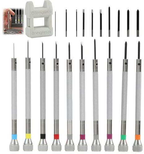 21pcs Watch Screwdriver Set, Precision Screwdriver Kit with Steel, Ergonomic Non-Slip Design, Color-Coded Convenience, Anti-Magnetic for Watchmakers, Jewelry, Glasses Repairs, 0.6-1.6mm