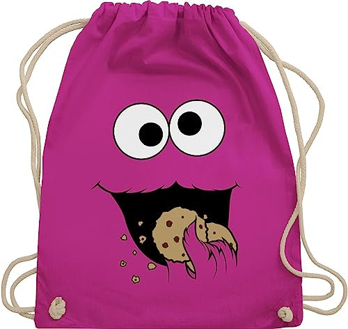 Turnbeutel Rucksack - Karneval & Fasching - Taschen - Keks Monster I Krümelmonster I Cookie Monster Fastnacht I Fasnacht I Fasnet - Unisize - Fuchsia - stoffbeutel kindergarten karnevalsbeutel