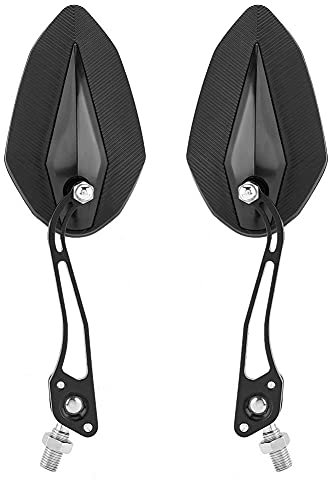 1 par de universal Retrovisores laterales de motocicleta, Espejos retrovisores ajustables en el manillar, Aluminio, con tornillo de 10mm /8mm (negro) espejos moto homologados