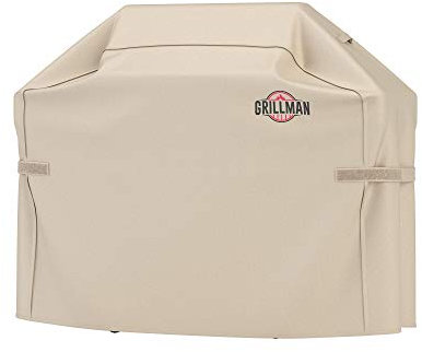 Grillman Grill Cover, Gas BBQ Cover fits Weber BBQ, Brinkmann, Char Broil, Outback and more - Large BBQ Cover Waterproof, Heavy Duty, Windproof, Rip-Proof, UV Resistant (132 L x 66 W x 109 H cm, Tan)