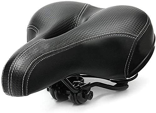 Sillín cómodo para bicicleta con doble resorte, diseñado con espuma viscoelástica, transpirable, suave, cojín de bicicleta (negro)
