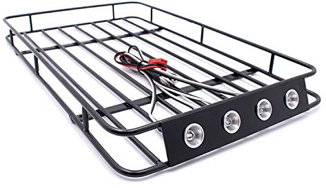 LCX Racing 1/10th RC Crawler Car Metal Roll Cage Luggage Tray Roof Rack for Axial SCX10 II 90046 TRX4 Redcat Gen8 Scout II, Upgrades Parts Accessories