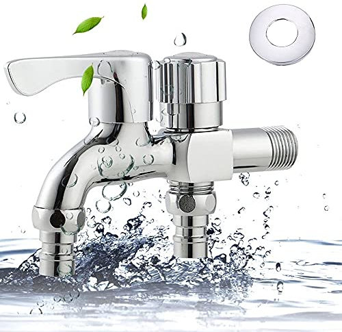 Qanye Robinet double en alliage pour machine à laver, robinet de machine à laver, robinet d'équerre, filetage G1/2, pour le jardin, la maison et l'industrie