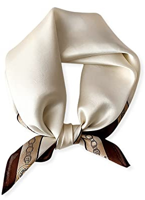 LumiSyne Bufanda De Seda Para Mujer Pañuelo Cuadrada Estampado De Cadena Vintage Liso Ligero Suave Pañuelo De Cuello Banda Cabeza Para El Cabello