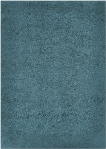 andiamo Teppich San Paolo, moderner stilvoller Hochflorteppich Wohnzimmer und Schlafzimmer, Florhöhe ca. 27 mm, geeignet für Fußbodenheizung, 130 x 190 cm Petrol