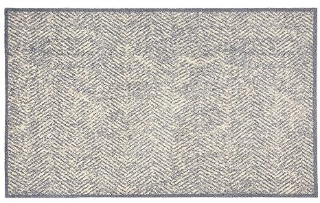 Rutschfester Teppich Wohnzimmer - Miabella Fußmatte innen - Küche Läufer Flur Schmutzfangmatte - Sauberlauf waschbar 66x110cm Fischgrät Welcome Home