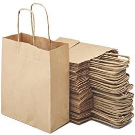 Miamex 40 Sacchetti di Carta Kraft con Manici 18x8x21 cm – Buste Regalo Riciclabili per Compleanno, Matrimonio, Natale, Shopping