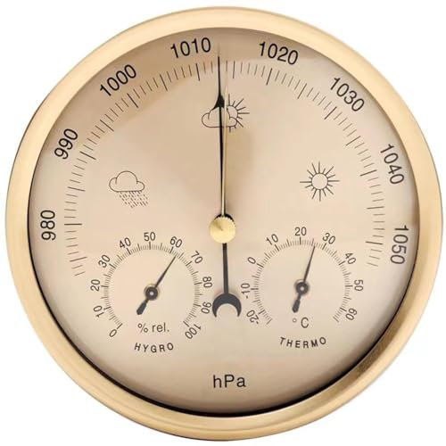 VINGAA Barometer, barometrisches Manometer für Zuhause, Barometer, Thermometer, Hygrometer, mechanische analoge Wetterstation, für Schlafzimmer, Büro, Wohnzimmer