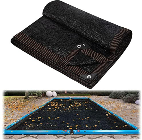 Rectangular Pool Le-af Cover - 5x10m/6x12m Winter Pool Co-ver For Abo-ve Ground Pool | Pool Safety Net Pool Le-af Net Cover | Fine Mesh Pool Screen Pond Net To Pool Catching Leaves Sunshade