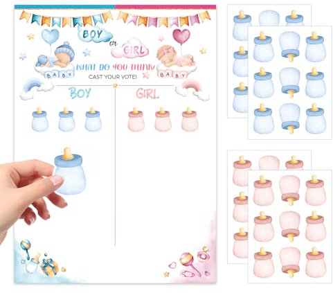 kit baby shower boy or girl,36 Adesivi Baby Shower +1 poster,Team Maschio e Team femmina,gender reveal party decorations,benvenuto nascita,rivelazione sesso bambino