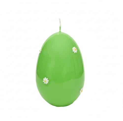 Cereria Di Giorgio - Candela a forma di uovo con margherite piccole in cera - Colore Pistacchio - Durata 70 ore - Lavorazione artigianale - Con sacchetto regalo - Spring Collection - Made in Italy