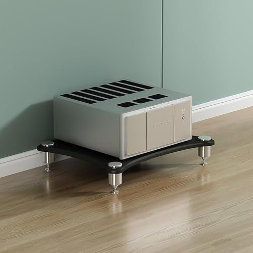 Mehrschichtiges, bodenstehendes HiFi-Audio-Rack, Phono-Schrank, stoßdämpfende Beine für Audio-Rack-Schränke(Size:60x48x10cm,Color:Schwarz)