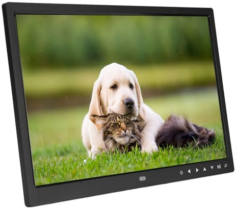 15 Tum Digital Bildram 1080p HD, Trådlös Elektronisk Fotoram med Fjärrkontroll, Automatisk Bildspel, Utbyggbart Minne, Väggmonterbart för Hem och Gåvor (EU)
