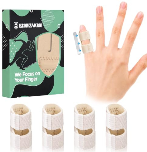 Fingerslint 4-pack för Lillfinger, Stöd för Trigger Finger, Bruten Finger, Artrit, Rätning för Pekfinger, Långfinger, Ringfinger (Beige)