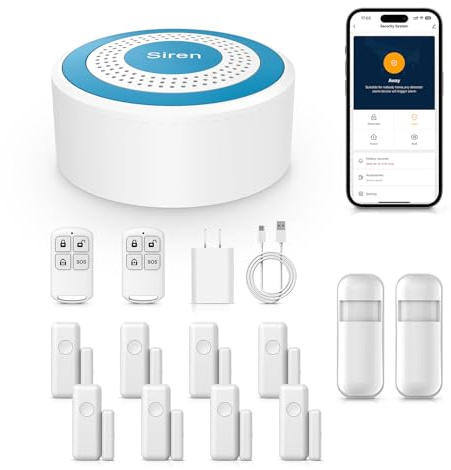 XNH 13 Piece Wireless Home Alarm System - 8 Door/Window Sensors, 2 Motion Detectors, 2 Remote Controls,Supports Mobile App Alerts, No Monthly Fees, Compatible With Alexa/Google