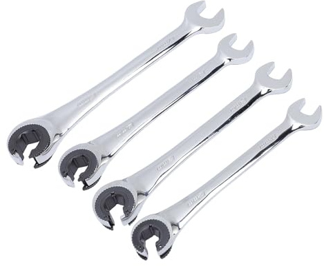 FTVOGUE Set di 4 Chiavi a Cricchetto Metriche Testa Flessibile estremità Aperta Regolabile 10 Mm a 17 Mm per Linee di Aria Condizionata Freno Carburante