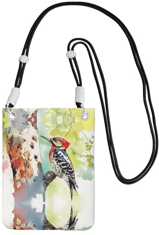 BOXILTD Fyra sväljer telefonväska crossbody – mobiltelefon crossbody-väska med justerbar rem för daglig användning och pendling, födosövare hackspett, en storlek