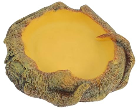 SHINEOFI Bol d'eau pour Reptiles Effet Bois Mangeoire Non Poreuse Solide Surface Lisse Sécurisée pour Lézards Serpents et Amphibiens Accessoire Indispensable pour Terrariums
