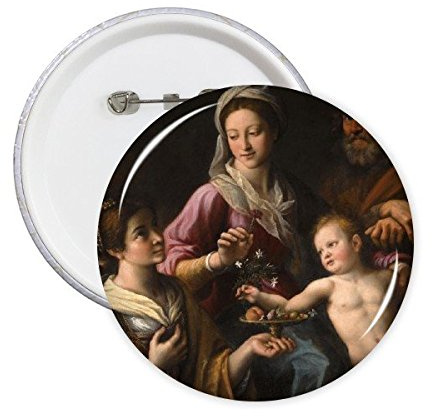 DIYthinker Religion, Christianisme, monde célèbre Haut-lieu touristique Peinture à l'huile classique Illustration rond Motif Pins Badge Bouton Décoration Vêtements 5Pcs L